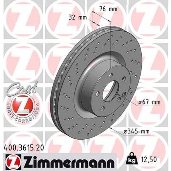 Zimmermann Brake Disc - Standard/Coated, 400.3615.20 400.3615.20